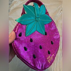 Betsey Johnson Pink Glitter Strawberry Lunch Bag